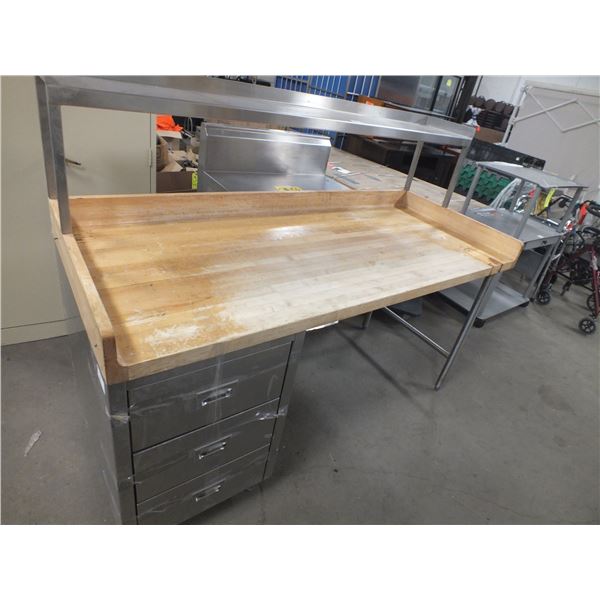 Stainless Steel Wood Top Prep Table