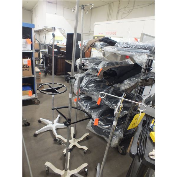 4 IV Poles & 1 Clothes Rack On Wheels