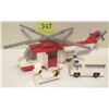Image 1 : Vintage 1976 Lego Set #386 Red Cross Helicopter & Ambulance