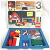 Image 2 : Rare Vintage 1973 Samsonite Lego Set #3-4 - w/ box & 184 pcs. blue storage tray 100%