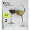 Image 1 : New 2 Stokes "Cheers" Bent Stem 12 oz. Wine Glasses - Boxed