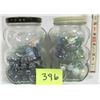 Image 1 : Pair of Kraft Vintage 5½" Glass Bear Jars w/ Lids - Full of Marbles