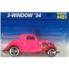 Image 2 : New Vintage Rare 1995 Hot Wheels "pink" 3 window '34 #451 unopened Diecast
