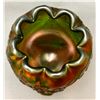 Image 5 : Northwood Green Carnival Glass "Fine Cut & Roses" 3-Footed Rosebowl (Circa 1909)