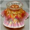 Image 5 : Dugan Peach Opal Carnival Glass "Ski Star" Crimped Edge Banana Boat (Circa 1910)