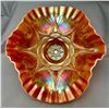 Image 6 : Dugan Peach Opal Carnival Glass "Ski Star" Crimped Edge Banana Boat (Circa 1910)