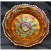 Image 1 : Fenton Marigold Carnival Glass "Butterfly & Berry" Centrepiece 3-Ball-Footed Fruit Bowl 9?" W (Circa