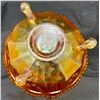 Image 4 : Fenton Marigold Carnival Glass "Butterfly & Berry" Centrepiece 3-Ball-Footed Fruit Bowl 9?" W (Circa