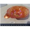 Image 1 : Beautiful and unique orange iridescent ripple glass. Pedestal bowl -as is