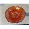 Image 3 : Beautiful and unique orange iridescent ripple glass. Pedestal bowl -as is