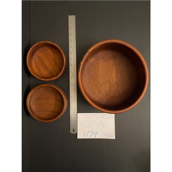 Wooden Bowl Set - lot of 3 - made in Thailand
