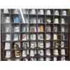 Image 3 : VINTAGE WOODEN THIMBLE DISPLAY.  64 THIMBLES FROM ACROSS THE WORLD.  13 1/4" X 13 1/4 "