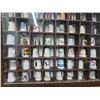 Image 4 : VINTAGE WOODEN THIMBLE DISPLAY.  64 THIMBLES FROM ACROSS THE WORLD.  13 1/4" X 13 1/4 "