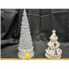 Image 1 : PLASTIC LIGHT UP TREE ORNAMENT, BATTERIES.CERAMIC TREE TEALIGHT HOLDER.