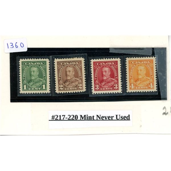 #217-220 Mint Never Used Stamp.