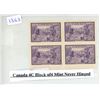 Image 1 : Canada 4C Block of 4 Mint Never Hinged Stamp.