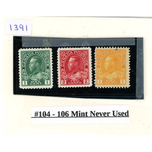 #104 - 106 Mint Never Used Stamp.