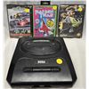Image 1 : GENESIS SEGA CONSOLE WITH 3 GAMES.  RAIDEN TRAD IS ACTUALLY PB GOL LINKS GAME.  NO CONTROLLERS OR CO