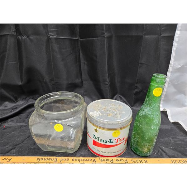 VINTAGE BOWL & BOTTLE, MARK TEN TOBACCO TIN