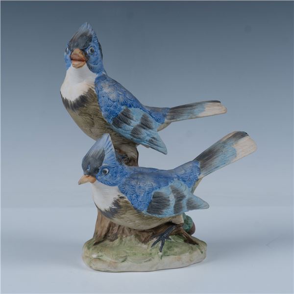 Vintage Hand Painted Ceramic Bluejays Figurine