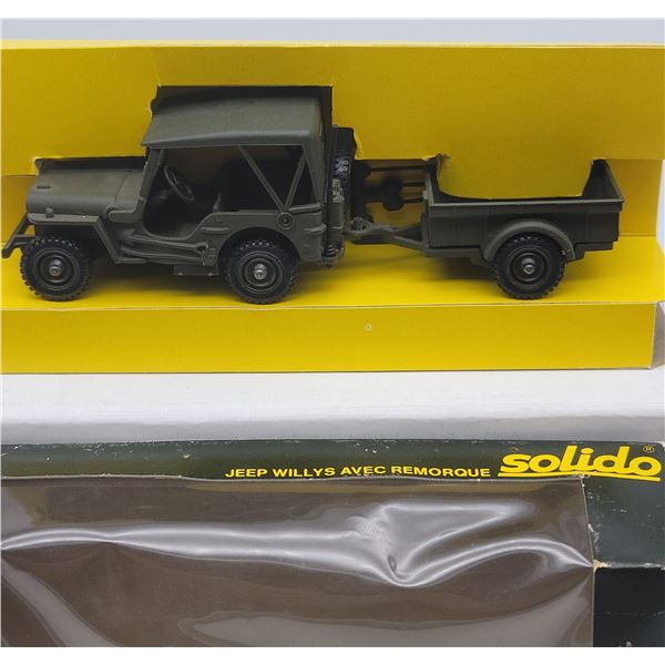 Solido Military # 256 Willy's Jeep and Trailer In Original Box