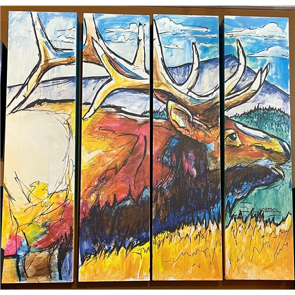 Ed Anderson 4 Aluminum Panel Elk Tetra Wall Art