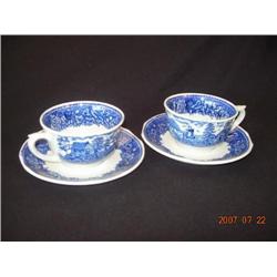 Blue Arabia Cup And Saucers
