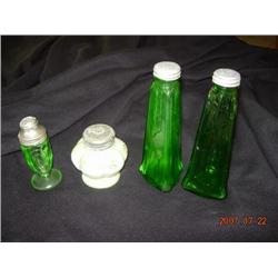 S & P Shakers Green Depression Glass