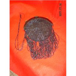 Beaded Tortoise Shell Handle Evening Bag