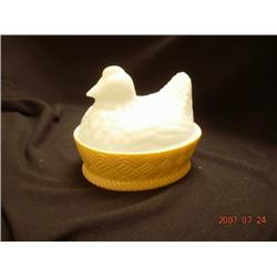 Milk Glass Chicken On Nest