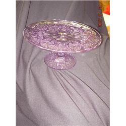EAPG Purple Single Pedestal Cake Plate