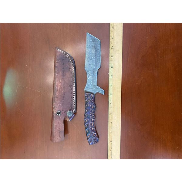 Hand Forged Damascus Knife with Sheath