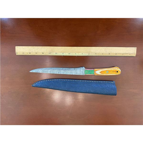 Hand Forged Damascus Knife with Sheath