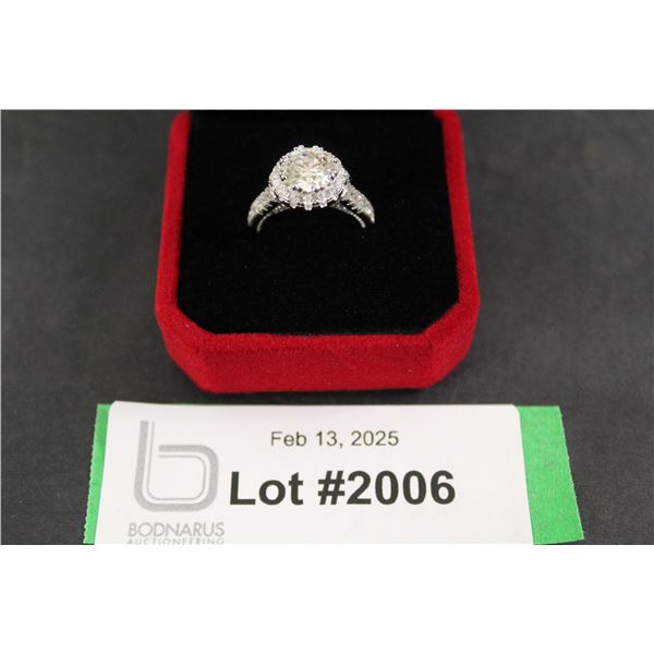 ^ 2.00 CT GRA Certified Round Brilliant Cut Moissanite VVS D Color Set in Center of Round Halo With 