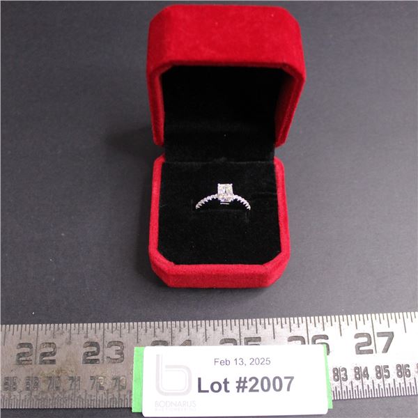 ^ 1.00 CT GRA Certified Rectangular Cut Moissanite VVS D Color With 12 Round Cut Cubic Zirconium Set