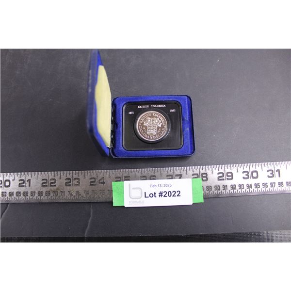 Commemorative Canadian Dollar Coin "British Columbia 1871-1971" with Case