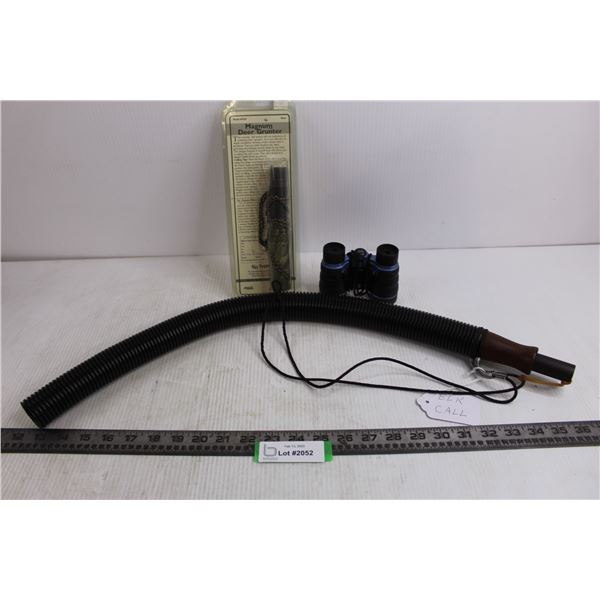 Vivitar Mini Binoculars with Lanyard, Elk Call Horn with Lanyard, Knight&Hale Magnum Deer Grunter (N