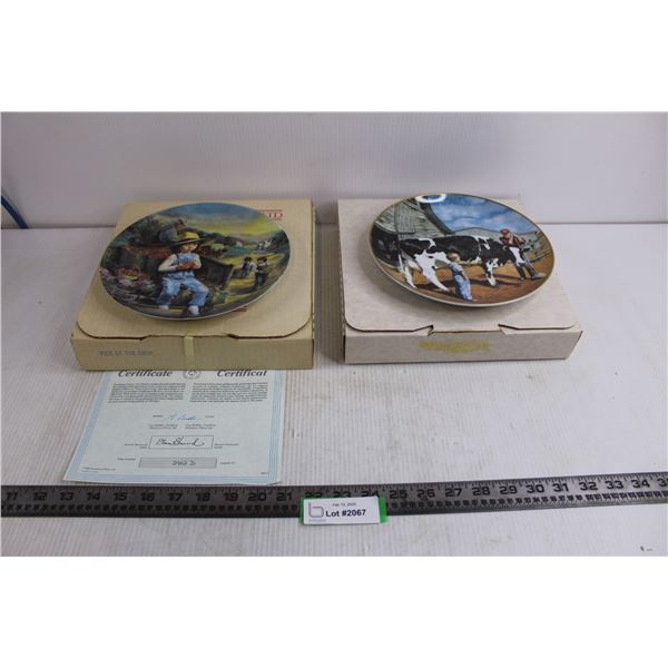 (2) Decorative Plates - "Pick of the Crop" by Stewart Sherwood with Certificate & "That's No Bull" b