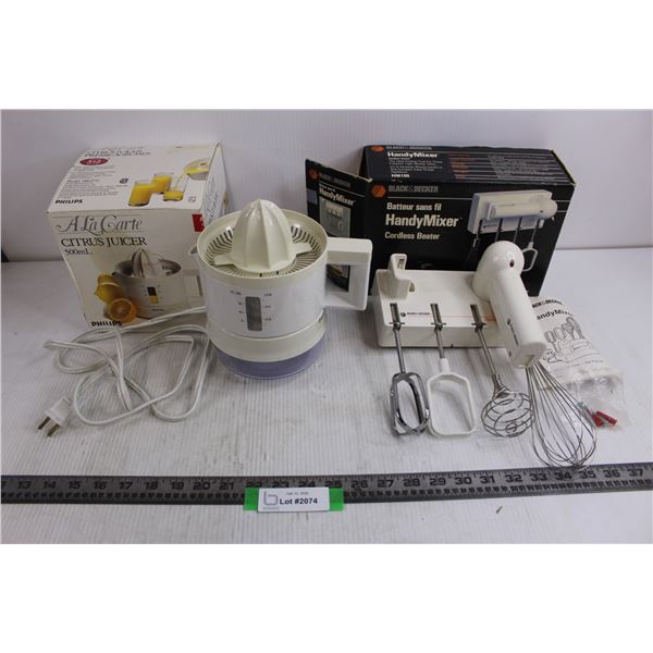 Black & Decker Mountable Handy Mixer Cordless Beater - Untested, Philips A La Carte Power Citrus Jui