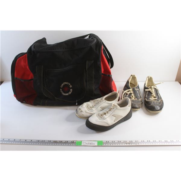 Dionite Outdoor Gear Bag and (2) Pairs of Curling Shoes - Size 6W and 10M