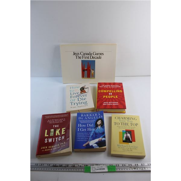 (6) Books - Canada Games - The First Decade, Charming Your Way to the Top and Compelling People