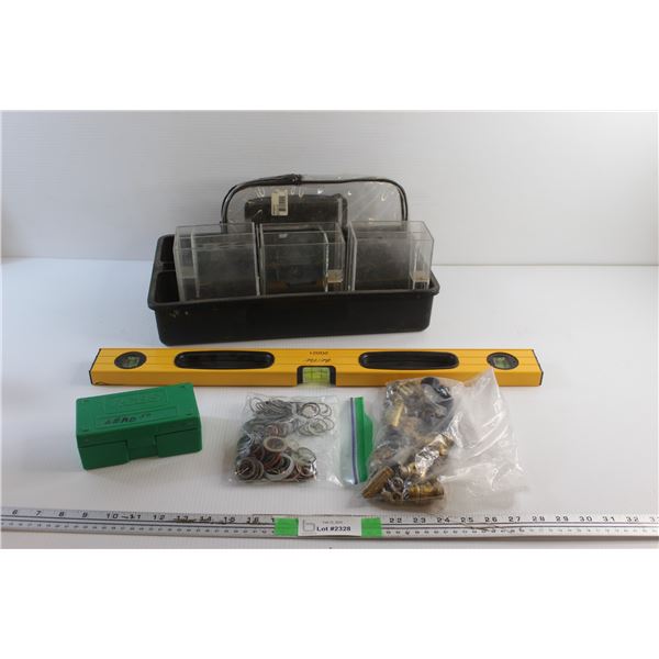 Faucet Repair Parts, Carpenter's Level, Plastic Caddy and Misc
