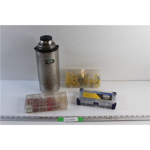 Thermos Water Bottle, Hardware Organizers and Electrical Connectors