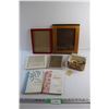 Image 1 : (4) Photo Frames - Size from 7'' 4 1/2'' to 10'' x 7 1/2'', Tin Box, Vintage Matches and (2) Books