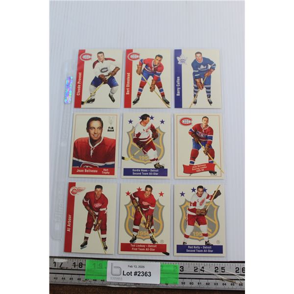 (9) Assorted Montreal Canadiens, Toronto Maple Leaf and Detroit Red Wing Trading Hockey Cards - Auth