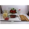 Image 1 : 10th Anniversary Stainless Steel Serving Platter, Glass Cutting Board, Assorted Candles, Scrap piece