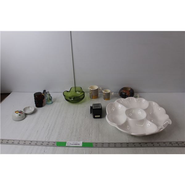 (2) Avon Fragrance Holders, African Art Piece, Ceramic Tray, Misc.