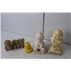 Image 4 : Copper Creamer & Sugar Bowl, (4) Figurines Up to 6" Tall, Teddy Bear Tin, (2) Vintage Rulers