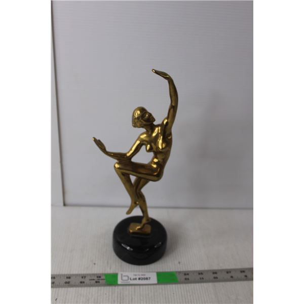 Vintage Brass Woman Posing Statue 14.25" Tall