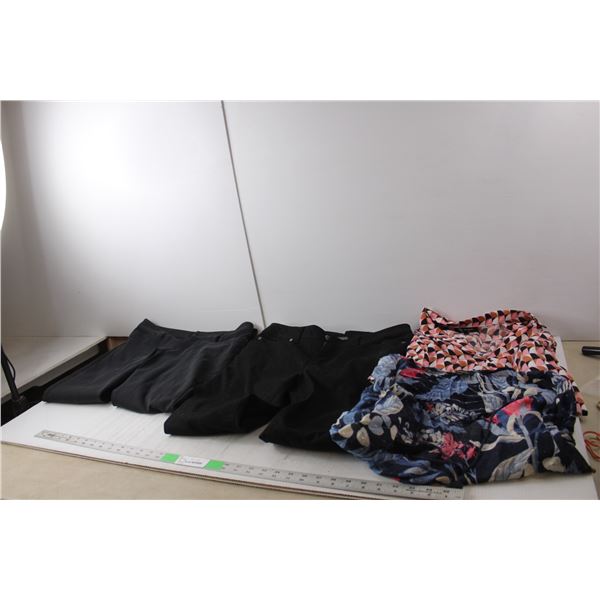 Women's Clothing- (2) Pants- Calvin Klein & Original- Size 8, (2) Lily Morgan Shirts- M